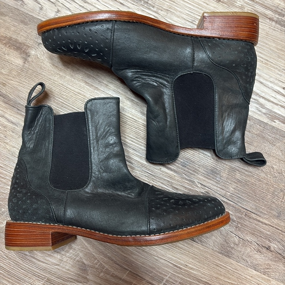 ELF Black Ankle Boots with Brogue Detailing